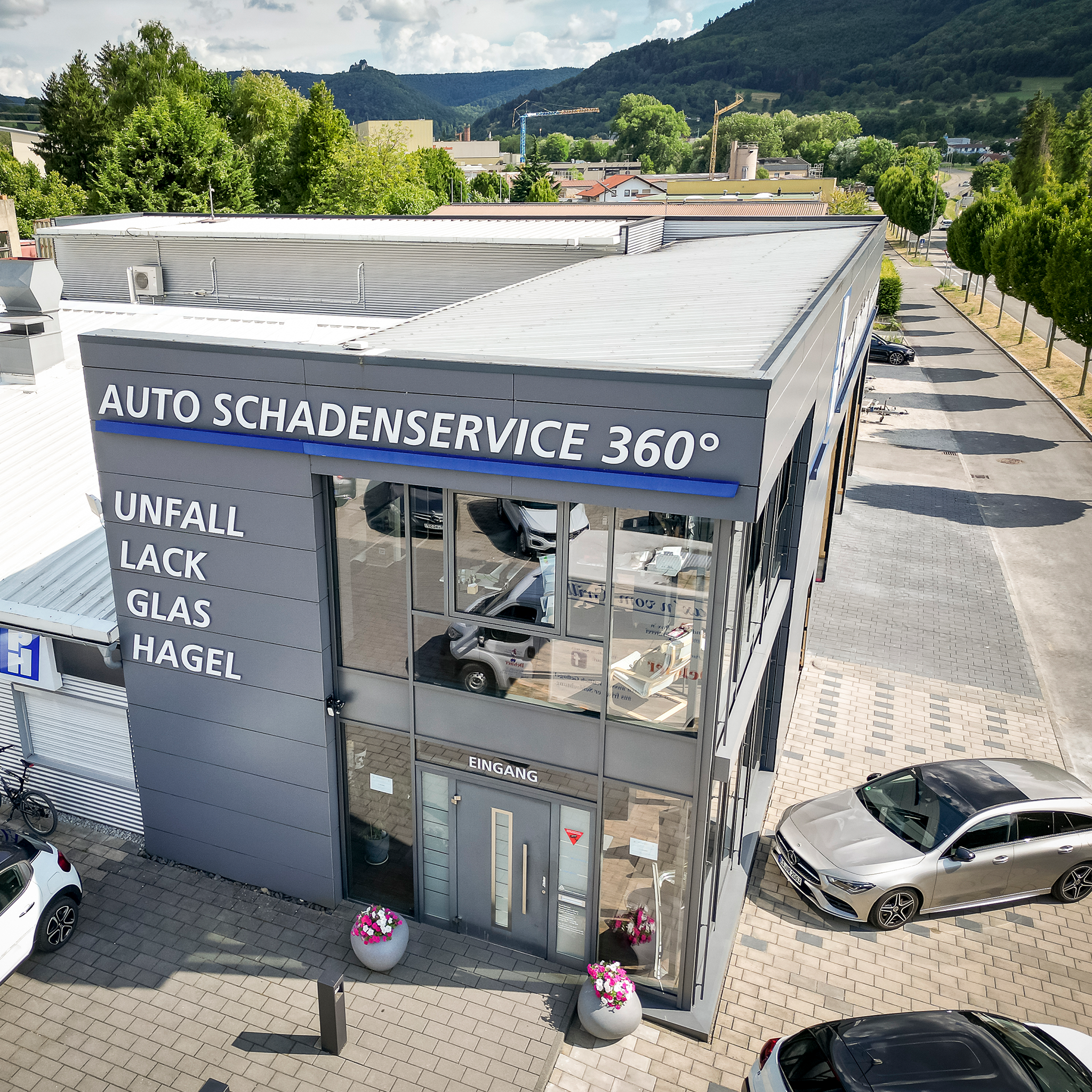 Drohnenaufnahme Paul Heinkel Karosseriebau Dettingen Erms